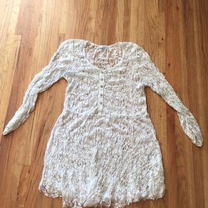 Long sleeve white lace dress